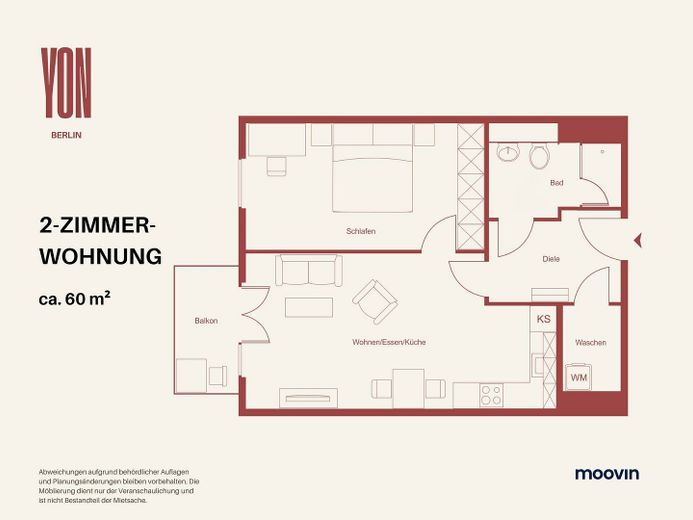 YON BERLIN - Moderne 2-Zimmer-Neubauwohnung mit EBK und sonnigem BALKON in Berlin-Friedenau – Grundriss