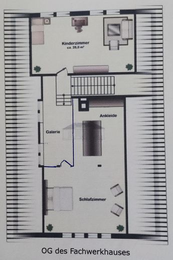 Bauernhausperle von 1750 Mitte der 80iger komplett saniert – Grundriss OG