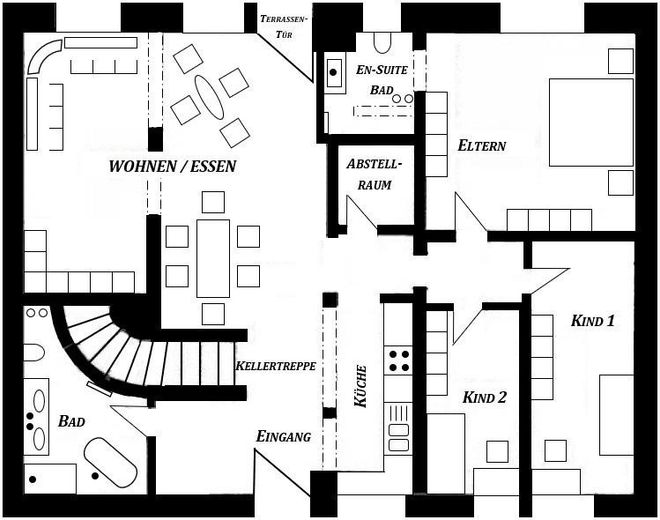 PROVISIONSFREIE 4,5-Zimmer-Wohnung – Grundriss