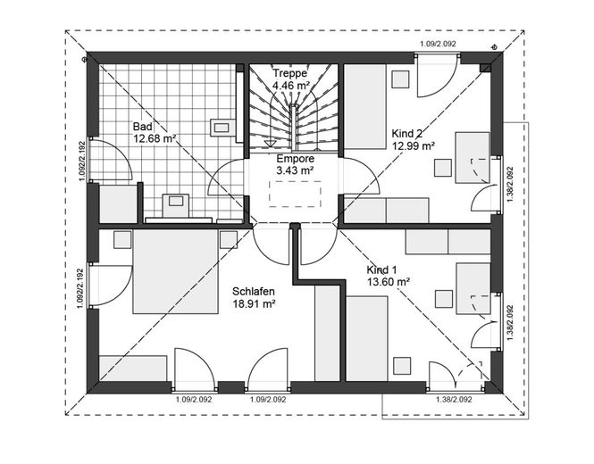 Armonia perfetta: casa, terreno e finanziamento da un’unica fonte. – Grundriss OG