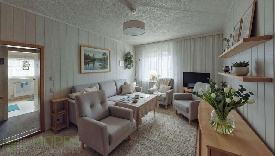 Sernow - Handwerkerobjekt auf schönem Grundstück – Wohnzimmer Bild 1 - (Einrichtungsvorschlag KI generiert)