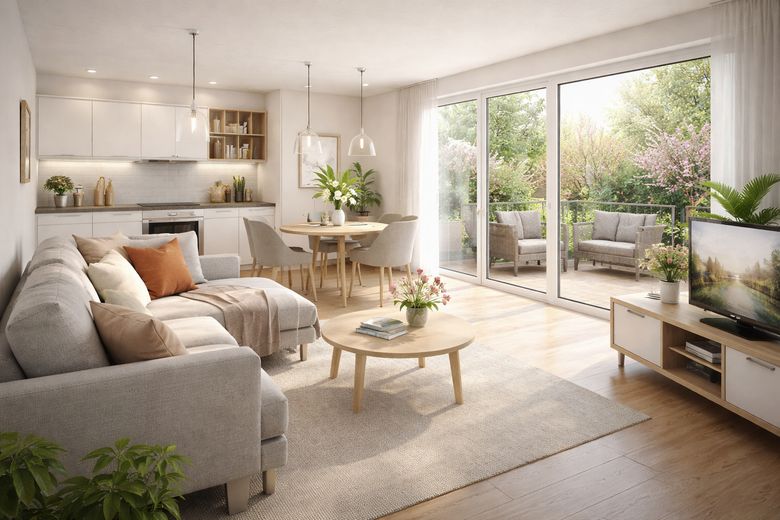 Nuovo appartamento di 2 locali a Neufahrn b. Freising – Wohnzimmer (Beispiel)
