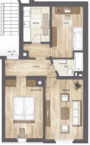 * Vermietete und günstige DG 3-Zimmerwohnung mit Wannenbad, EBK und Laminat in ruhiger Lage! * – stoe7