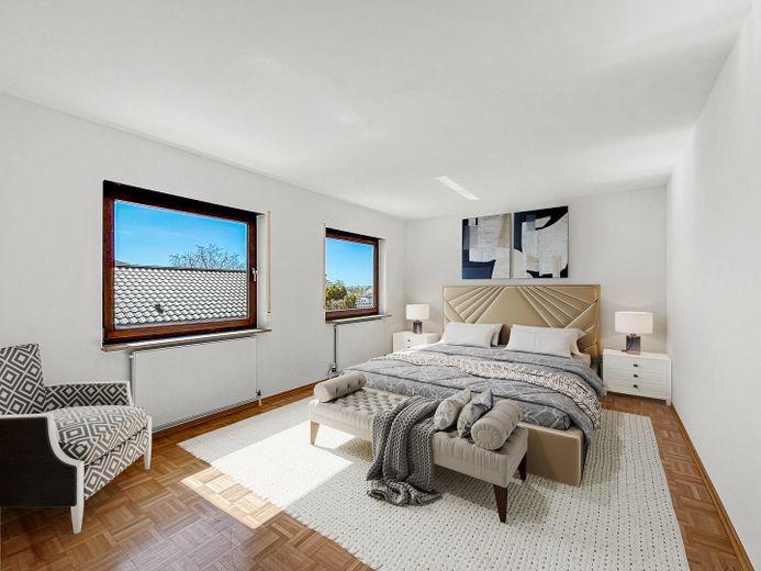 Heilbronn-Ost Bestlage: Architektenhaus mit Einliegerwohnung & Garten – Schlafzimmer (Home staged)