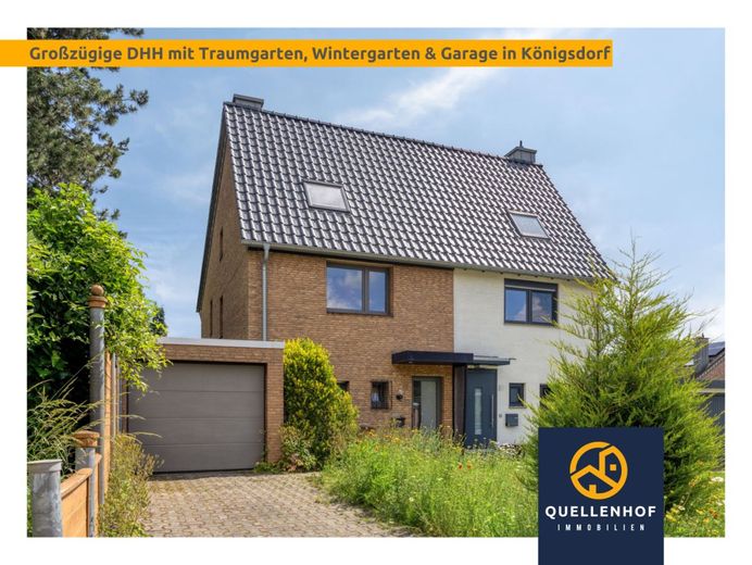 Königsdorf:  DHH mit 146 m², Wintergarten, Keller, Garage &amp; Traumgarten / Dach &amp; Fenster saniert! – gepflegte DHH in ruher Sackgassenlage