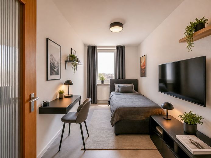 Kapitalanleger aufgepasst! 4% Rendite! - Helle 3-Zi.-Wohnung im 9. OG – Schlafzimmer klein (Staged)