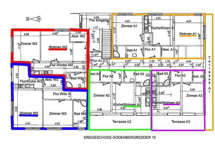 Mehrfamilienhaus 9 Wohnungen voll vermietet in Malente – Grundriss Erdgeschoss