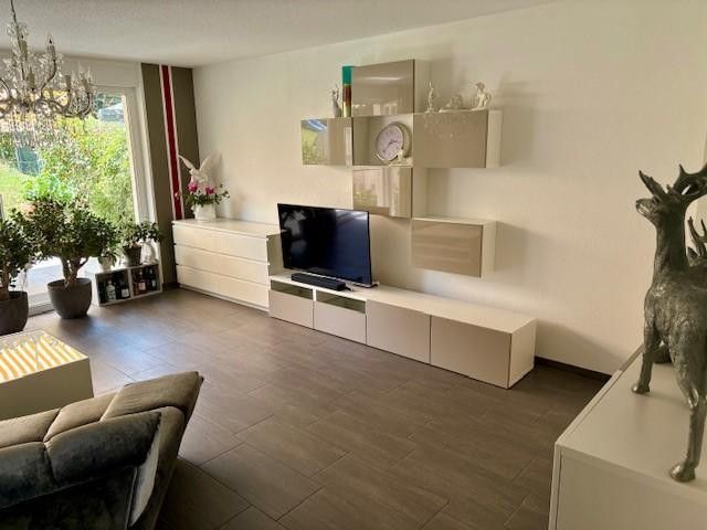 Vivere dove gli altri vanno in vacanza - moderna casa a schiera con una splendida vista sul lago sulla Höri – Wohnzimmer