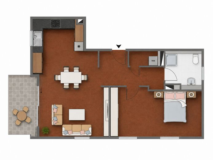Charmante 2-Zimmer-Wohnung mit Balkon, 2xTG-Stellplätzen und Ausbaupotenzial in Nürnberg-Wöhrd – 2D-Grundriss