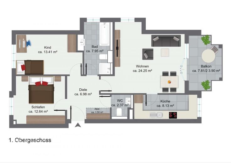 Modernes Wohnglück in Neubiberg - Stilvolle 3-Zimmer-Wohnung mit Balkon – Grundriss