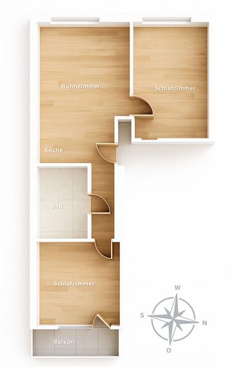 Kernsaniert und provisionsfrei: 3 Zimmer mit Balkon und Aufzug – Grundriss