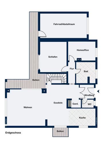 Moderne 3,5 Zimmer EG Wohnung 155 m² Wohnfläche + 190 m² Nutzfläche mit Balkonen & Terrasse & Garten – Grundriss