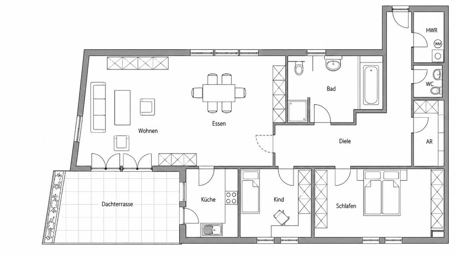 Amplio apartamento de 3 habitaciones con 140 m², terraza en la azotea y mucho espacio en Bad Ems – Grundriss