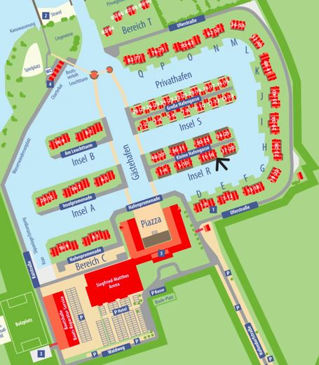 Ferienhaus mit eigenem Bootssteg im Hafendorf Rheinsberg – Lageplan 
