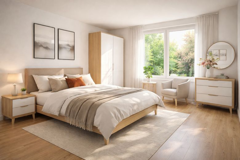 Nuovo appartamento di 2 locali a Neufahrn b. Freising – Schlafzimmer (Beispiel)