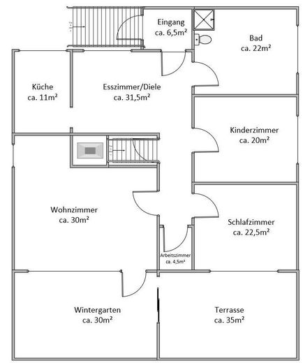 Einfamilienhaus mit Wintergarten in Wendseenähe – provisionsfrei – Grundriss EG