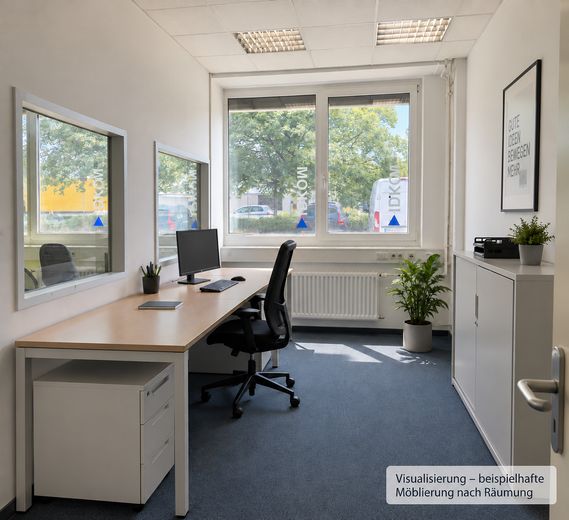 Helle Bürofläche ca. 100 m² – mit 3 Räumen und Stellplätzen – Visualisierung Büro 18 m²