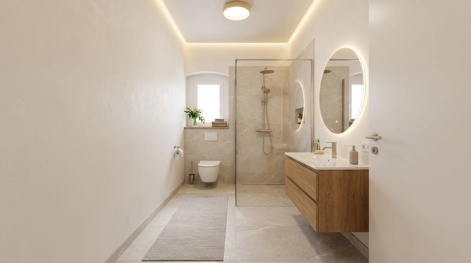 Over 5% rental yield: renovated property in a charming period building for investment or as a home – Visualisierung Bad 2