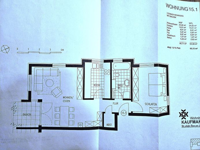 Gepflegte 2-Zimmer-Wohnung mit Balkon und Einbauküche in Leonberg-Gebersheim – Grundriss