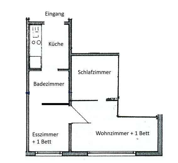 Helle 3-Zimmer Wohnung im Herzen von Plochingen zu vermieten – Grundriss EG-Wohnung