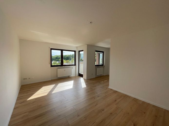 Renovierte 2-Zimmer-Wohnung mit modernem Bad, Balkon, Blick ins Grüne & Aufzug - provisionsfrei – Wohnzimmer