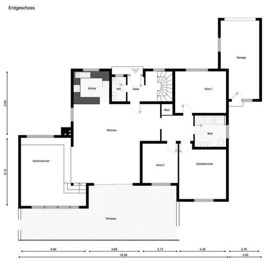 Exklusiver, kernsanierter Bungalow in Damm - wohnen auf einer Ebene – Grundriss Erdgeschoss