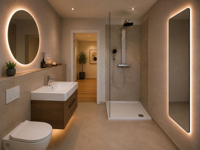 Moderne 4 Zimmer DG Wohnung mit Garten in ruhigem gehobenen Wohngebiet – Bad