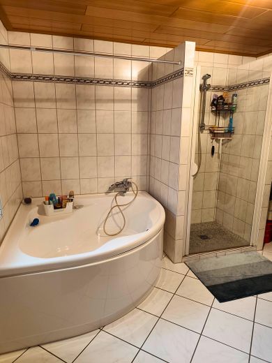 Wohnen in Bestlage: Stilvolle Doppelhaushälfte in der BASF-Kolonie – Badezimmer UG
