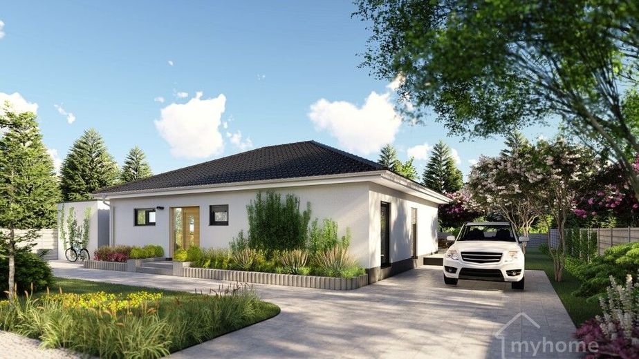 Bungalow in Massivbauweise provisionsfrei vom Bauträger - Bezug in 2027 – Hausansicht Bungalow 118