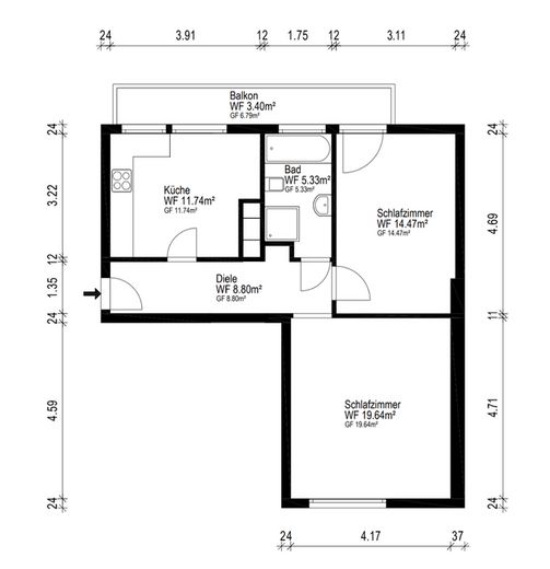 First occupancy after renovation - in the middle of Düsseldorf - tax advantages – Grundriss