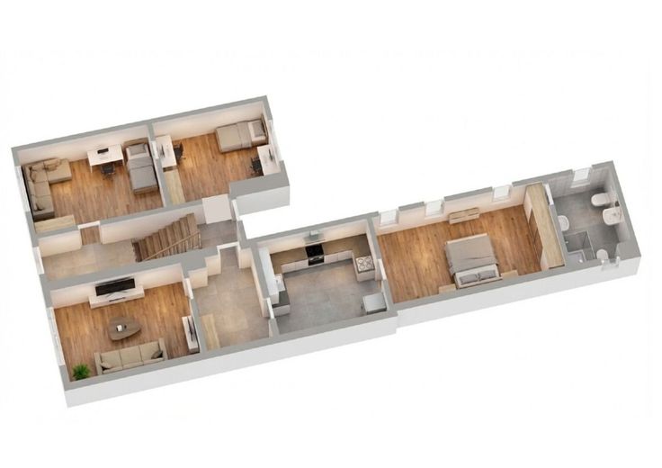 Haus mit Gewerbe + Wohnung in Köthen Innenstadt 1A-Lage - Ideal für Selbstständige oder Investoren – 3D-Grundriss OG