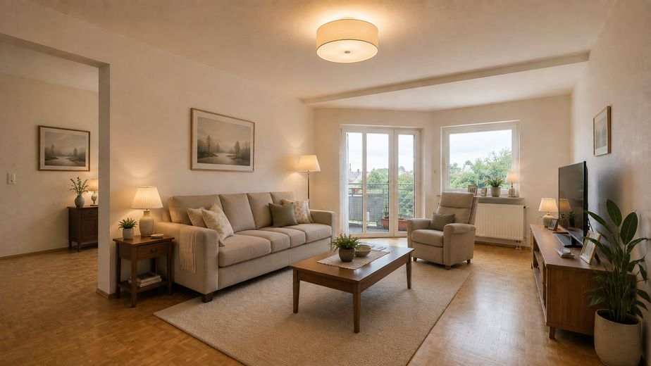 Seniorengerechte und barrierefreie 2,5-Raum-Wohnung mit Südloggia in Dinslaken-Hiesfeld! – Wohnzimmer
