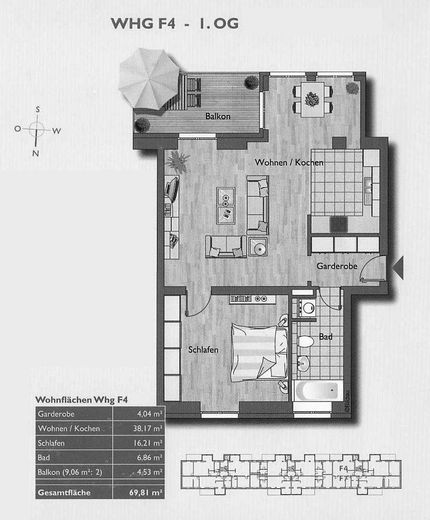 Frisch renovierte 2-Zimmer-Traumwohnung (Effizienzklasse A!), 2 Stellplätze - provisionsfrei! – Grundriss