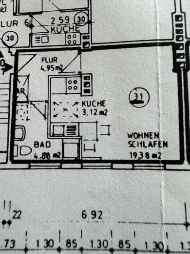 Appartement mansardé d’une pièce en situation centrale à vendre par un particulier – Grundriss Wohnung Nr. 31