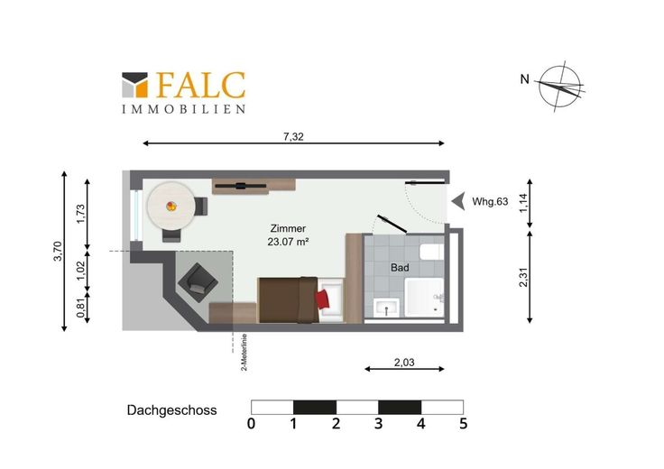 Attraktive Kapitalanlage: 1‑Zimmer‑Pflegeappartement im Senioren‑Wohn‑ und Pflegeheim – Grundriss