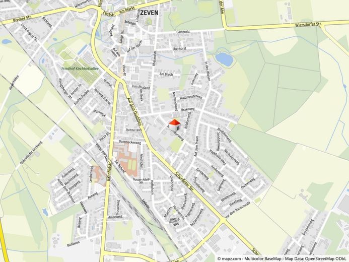 Charmante Erdgeschosswohnung mit 72 m² 
(3 Zimmer) im zentralen Zeven. – Geolyzer Kartenausschnitt