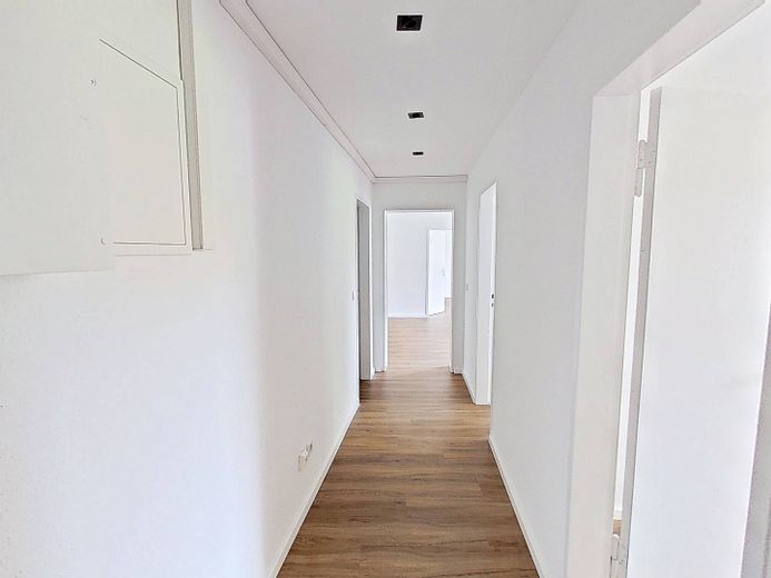 Cocina equipada y baño con bañera: moderno apartamento de 3 habitaciones en el sur de Flensburg – Flur