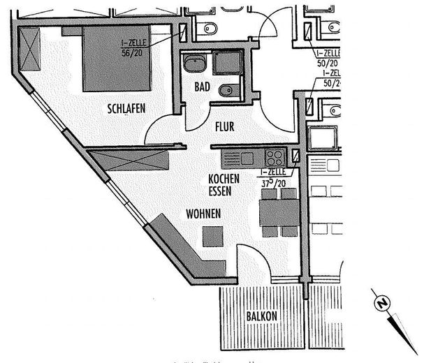 Wolne mieszkanie 2-pokojowe w centralnej lokalizacji Villingen – Grundriss