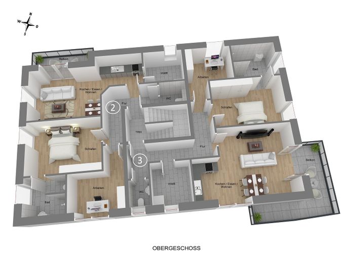 Piękne nowe mieszkanie w centralnej lokalizacji w Lingen (mieszkanie nr 3) – Grundriss Obergeschoss