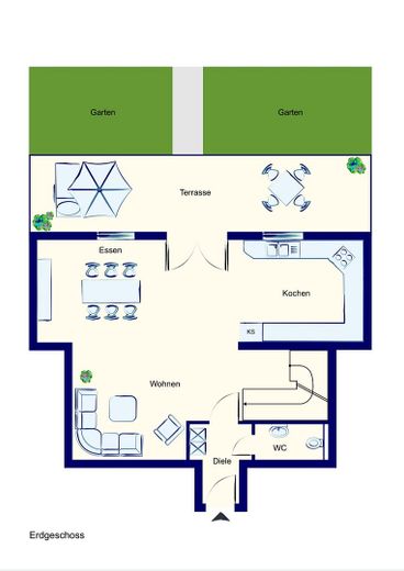Maisonette di 4 locali con giardino, terrazza e 2 posti auto in garage sotterraneo – EG