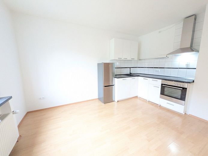 Wohnzimmer mit Einbauküche