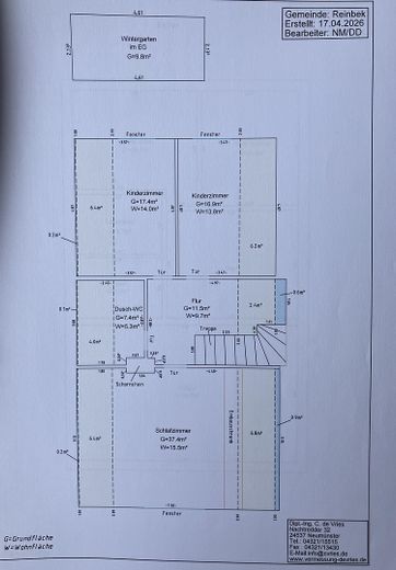 Provisionsfrei: Freistehendes Einfamilienhaus mit 154 m² Wohnfläche und Wintergarten in Reinbek – Grundriss Dachgeschoss