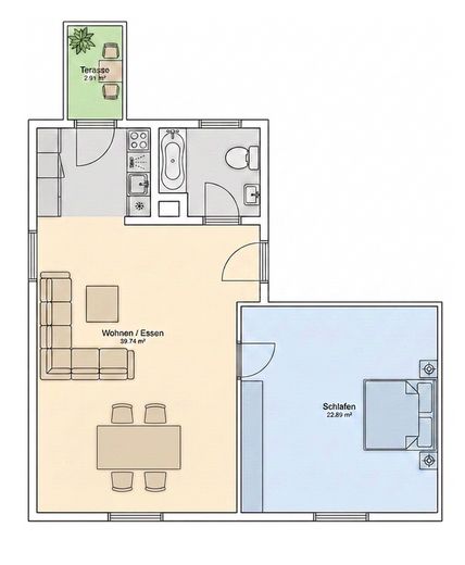 Schöne  2-Zi-DG-Wohnung mit Einbauküche und kleiner Dachterasse in Bogen Zentrum (1012) – Grundriss 2