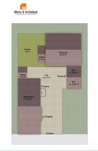 Rarität! Familienhaus in Mz-Finthen! Viel Charme &amp; Platz für eigene Ideen! Innenhof, Anbau,Scheune.. – Grundstücksplan