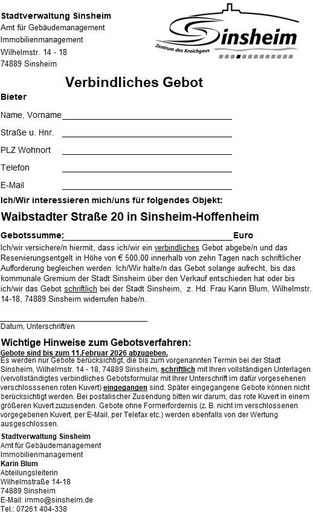 Muster für Gebotsabgabe