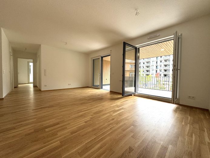 Wijk aan de Wiener Platz Feuerbach - 4-kamernieuwbouwappartement met keuken, lift, terras, ondergrondse parkeerplaats – Wohnzimmer
