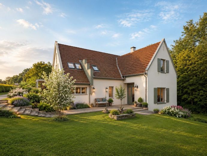 Charakterimmobilie mit Einliegerwohnung auf außergewöhnlichem Naturgrundstück – Designvorschlag