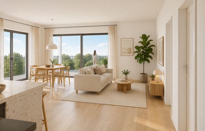 Obra nueva en Schwarzach am Main: apartamentos en propiedad de 2 a 4 habitaciones con ascensor y plaza de aparcamiento – Wohnen 2, Beispiel