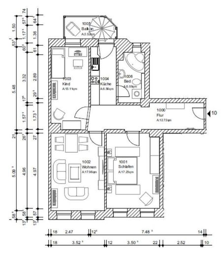 Großzügige 3-Zimmer mit Laminat, Balkon und Eckwanne in guter Lage – Clausstraße 65, WE 10_GR