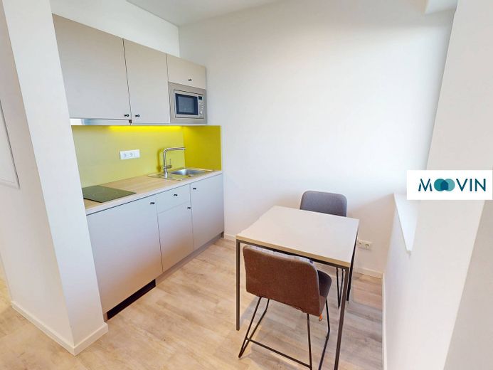 Möbliertes Standard-Apartment mit EBK, ALL-IN-MIETE, UVM. am Rheinufer – Küche und Essbereich
